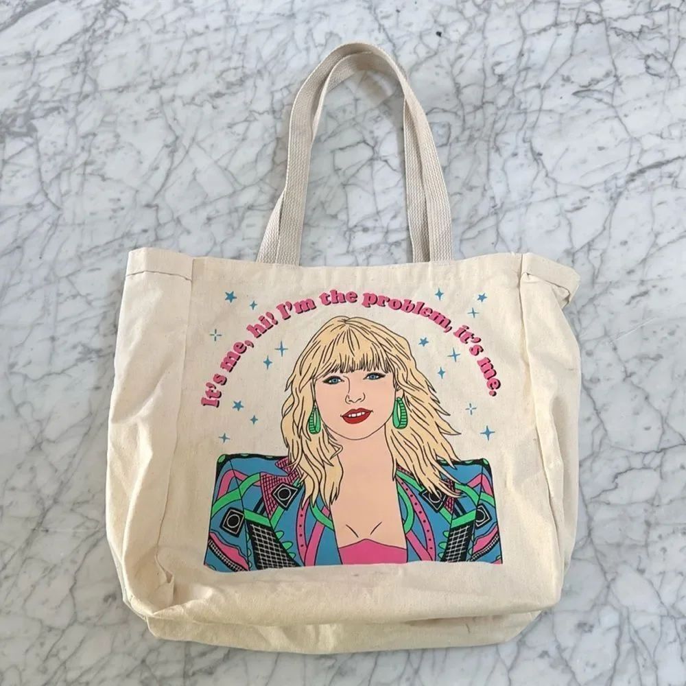 Taylor Swift Tote Bag - Cream Anti-Hero Lyrics